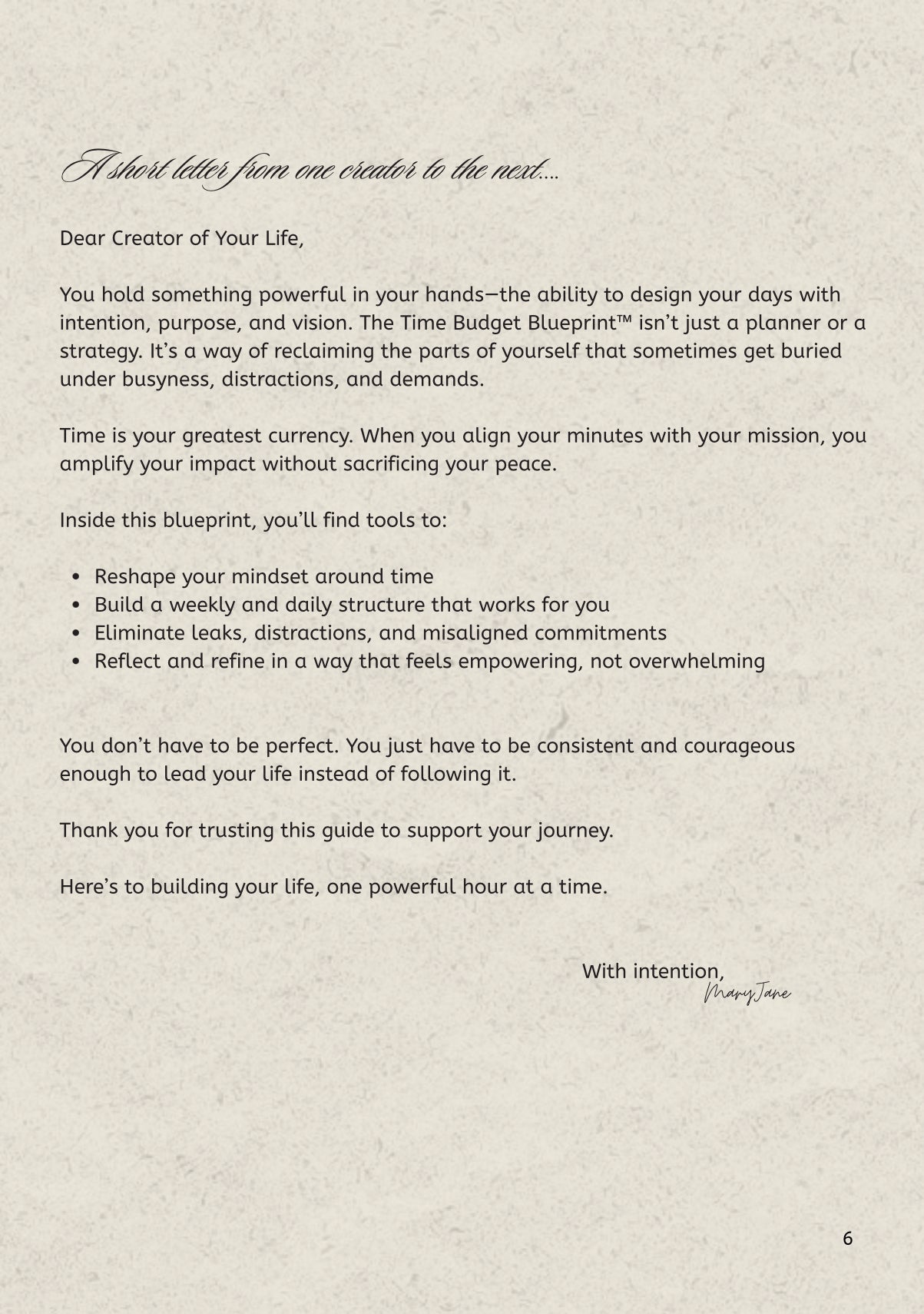 Time Budget BluePrint